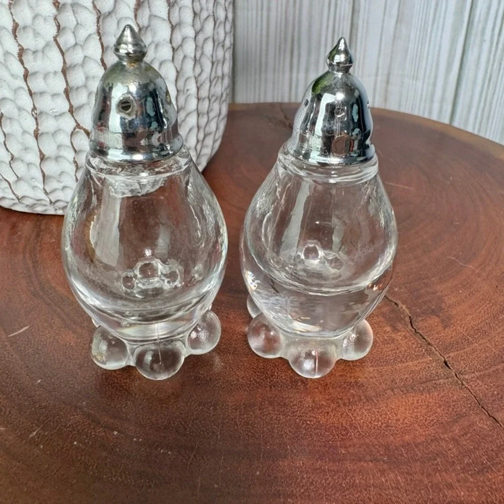 Vintage 1980s Imperial Glass Candlewick Anchor Salt & Pepper Shakers Art Deco